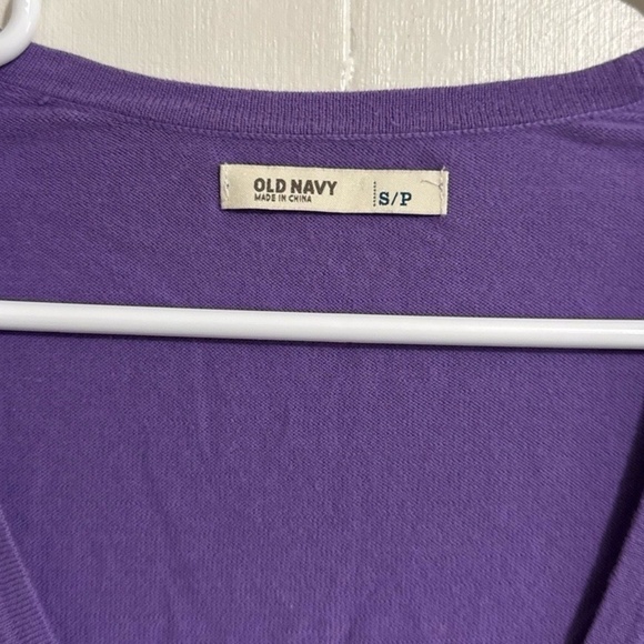 OLD NAVY Cardigan Womens Sm Petite Purple V-Neck Button Front 3/4 Sleeve Cotton - Picture 2 of 6